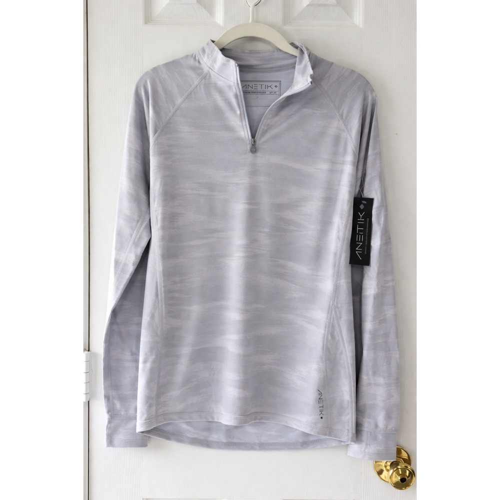 Anetik Women's Quarter Zip‎ Performance Pullover UPF 30+ Gray Size L NWT